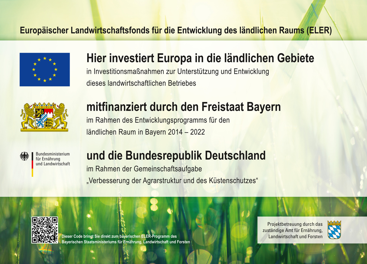KI generiert: Förderung landwirtschaftlicher Investitionen in Bayern durch EU, Freistaat und Deutschland.