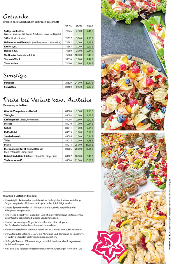 KI generiert: Das Bild zeigt eine Preisliste für hausgemachte Speisen im Glas von Hofgenuss Ertl, gültig ab März 2025. Die Liste umfasst verschiedene Salate und Gerichte, zusammen mit Artikelnummern und Preisen.